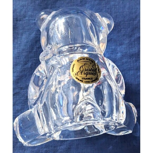 VTG Cristal D’Arques Teddy Mini Figurine Holding Flowers 24% Lead Sticker France - Picture 15 of 16